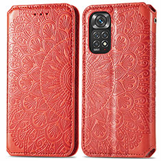 Custodia Portafoglio In Pelle Fantasia Modello Cover con Supporto S01D per Xiaomi Redmi Note 11S 4G Rosso