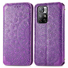 Custodia Portafoglio In Pelle Fantasia Modello Cover con Supporto S01D per Xiaomi Redmi Note 11T 5G Viola