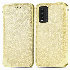 Custodia Portafoglio In Pelle Fantasia Modello Cover con Supporto S01D per Xiaomi Redmi Note 9 4G Oro