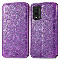 Custodia Portafoglio In Pelle Fantasia Modello Cover con Supporto S01D per Xiaomi Redmi Note 9 4G Viola