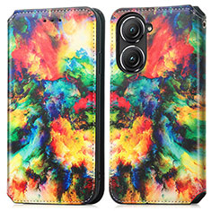 Custodia Portafoglio In Pelle Fantasia Modello Cover con Supporto S02D per Asus Zenfone 9 Multicolore