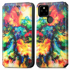 Custodia Portafoglio In Pelle Fantasia Modello Cover con Supporto S02D per Google Pixel 5a 5G Multicolore