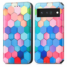 Custodia Portafoglio In Pelle Fantasia Modello Cover con Supporto S02D per Google Pixel 6 5G Colorato