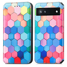 Custodia Portafoglio In Pelle Fantasia Modello Cover con Supporto S02D per Google Pixel 6a 5G Colorato