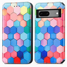 Custodia Portafoglio In Pelle Fantasia Modello Cover con Supporto S02D per Google Pixel 7 5G Colorato