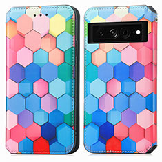 Custodia Portafoglio In Pelle Fantasia Modello Cover con Supporto S02D per Google Pixel 7 Pro 5G Colorato