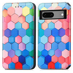 Custodia Portafoglio In Pelle Fantasia Modello Cover con Supporto S02D per Google Pixel 7a 5G Colorato