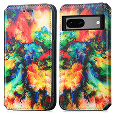 Custodia Portafoglio In Pelle Fantasia Modello Cover con Supporto S02D per Google Pixel 7a 5G Multicolore