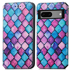 Custodia Portafoglio In Pelle Fantasia Modello Cover con Supporto S02D per Google Pixel 7a 5G Viola