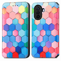 Custodia Portafoglio In Pelle Fantasia Modello Cover con Supporto S02D per Huawei Enjoy 50 Colorato