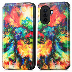 Custodia Portafoglio In Pelle Fantasia Modello Cover con Supporto S02D per Huawei Enjoy 50 Multicolore