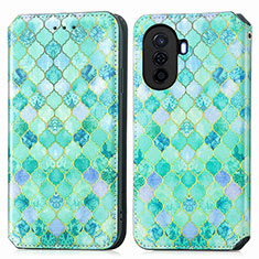 Custodia Portafoglio In Pelle Fantasia Modello Cover con Supporto S02D per Huawei Enjoy 50 Verde