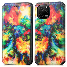 Custodia Portafoglio In Pelle Fantasia Modello Cover con Supporto S02D per Huawei Enjoy 50z Multicolore