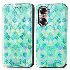 Custodia Portafoglio In Pelle Fantasia Modello Cover con Supporto S02D per Huawei Honor 60 Pro 5G Verde