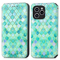 Custodia Portafoglio In Pelle Fantasia Modello Cover con Supporto S02D per Huawei Honor 60 SE 5G Verde