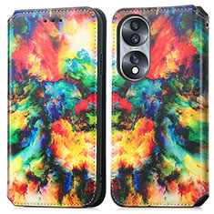 Custodia Portafoglio In Pelle Fantasia Modello Cover con Supporto S02D per Huawei Honor 70 5G Multicolore