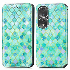 Custodia Portafoglio In Pelle Fantasia Modello Cover con Supporto S02D per Huawei Honor 80 Pro Flat 5G Verde