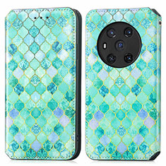 Custodia Portafoglio In Pelle Fantasia Modello Cover con Supporto S02D per Huawei Honor Magic3 5G Verde