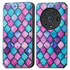 Custodia Portafoglio In Pelle Fantasia Modello Cover con Supporto S02D per Huawei Honor Magic3 Pro 5G Viola