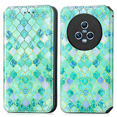 Custodia Portafoglio In Pelle Fantasia Modello Cover con Supporto S02D per Huawei Honor Magic5 5G Verde