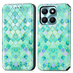 Custodia Portafoglio In Pelle Fantasia Modello Cover con Supporto S02D per Huawei Honor X6a Verde