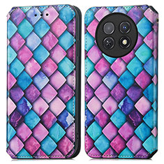 Custodia Portafoglio In Pelle Fantasia Modello Cover con Supporto S02D per Huawei Nova Y91 Viola