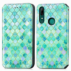 Custodia Portafoglio In Pelle Fantasia Modello Cover con Supporto S02D per Huawei Y9 Prime (2019) Verde