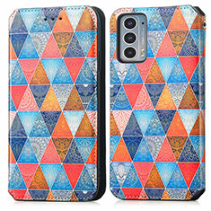 Custodia Portafoglio In Pelle Fantasia Modello Cover con Supporto S02D per Motorola Moto Edge 20 5G Marrone