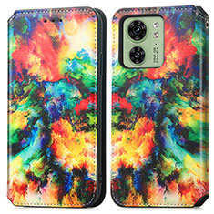 Custodia Portafoglio In Pelle Fantasia Modello Cover con Supporto S02D per Motorola Moto Edge (2023) 5G Multicolore