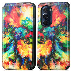 Custodia Portafoglio In Pelle Fantasia Modello Cover con Supporto S02D per Motorola Moto Edge X30 5G Multicolore