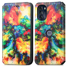 Custodia Portafoglio In Pelle Fantasia Modello Cover con Supporto S02D per Motorola Moto G 5G (2022) Multicolore