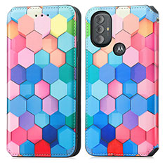 Custodia Portafoglio In Pelle Fantasia Modello Cover con Supporto S02D per Motorola Moto G Play (2023) Colorato