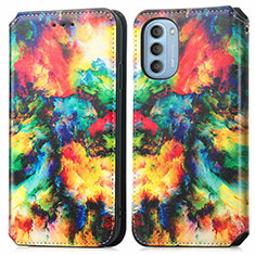 Custodia Portafoglio In Pelle Fantasia Modello Cover con Supporto S02D per Motorola Moto G51 5G Multicolore