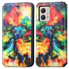 Custodia Portafoglio In Pelle Fantasia Modello Cover con Supporto S02D per Motorola Moto G53 5G Multicolore