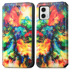 Custodia Portafoglio In Pelle Fantasia Modello Cover con Supporto S02D per Motorola Moto G73 5G Multicolore