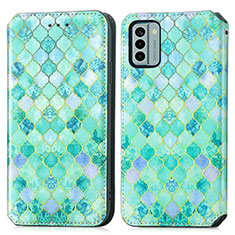 Custodia Portafoglio In Pelle Fantasia Modello Cover con Supporto S02D per Nokia G22 Verde