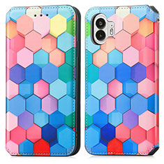 Custodia Portafoglio In Pelle Fantasia Modello Cover con Supporto S02D per Nothing Phone 2 Colorato