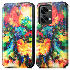 Custodia Portafoglio In Pelle Fantasia Modello Cover con Supporto S02D per OnePlus Nord 2T 5G Multicolore