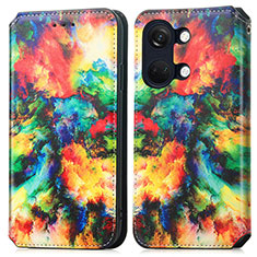 Custodia Portafoglio In Pelle Fantasia Modello Cover con Supporto S02D per OnePlus Nord 3 5G Multicolore