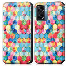 Custodia Portafoglio In Pelle Fantasia Modello Cover con Supporto S02D per Oppo A57 5G Multicolore