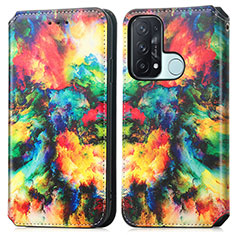 Custodia Portafoglio In Pelle Fantasia Modello Cover con Supporto S02D per Oppo Reno5 A Multicolore