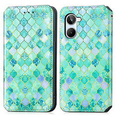 Custodia Portafoglio In Pelle Fantasia Modello Cover con Supporto S02D per Realme 10 4G Verde