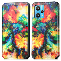 Custodia Portafoglio In Pelle Fantasia Modello Cover con Supporto S02D per Realme 9 Pro+ Plus 5G Multicolore