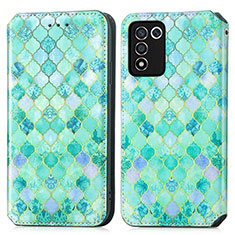 Custodia Portafoglio In Pelle Fantasia Modello Cover con Supporto S02D per Realme 9 SE 5G Verde