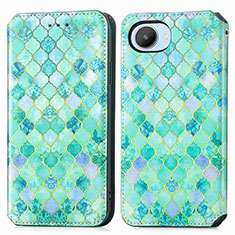 Custodia Portafoglio In Pelle Fantasia Modello Cover con Supporto S02D per Realme C30 Verde