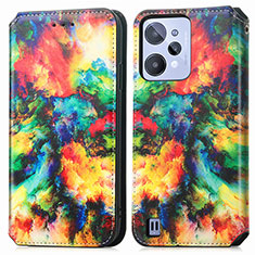 Custodia Portafoglio In Pelle Fantasia Modello Cover con Supporto S02D per Realme C31 Multicolore