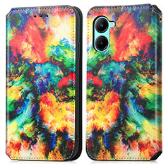 Custodia Portafoglio In Pelle Fantasia Modello Cover con Supporto S02D per Realme C33 (2023) Multicolore