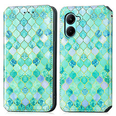 Custodia Portafoglio In Pelle Fantasia Modello Cover con Supporto S02D per Realme C33 (2023) Verde