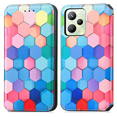 Custodia Portafoglio In Pelle Fantasia Modello Cover con Supporto S02D per Realme C35 Colorato