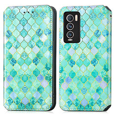 Custodia Portafoglio In Pelle Fantasia Modello Cover con Supporto S02D per Realme GT Master Explorer 5G Verde